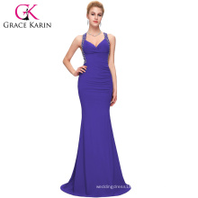 Grace Karin Sexy Ladies Sheath Backless Stretch Purple Long Evening Dresses CL6080-6